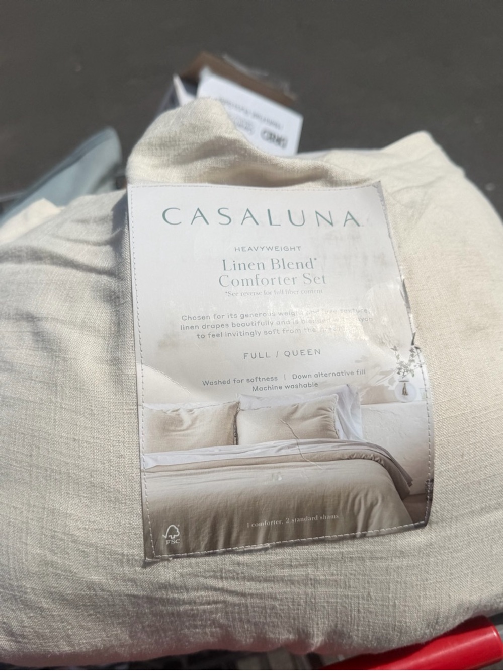 Casaluna Linen-Blend Comforter Set - Soft Cream queen new. 3 piece